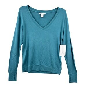 Athleta Sunrise V-Neck Soft Sweater Womens S Teal Modal Blend Lightweight NWT